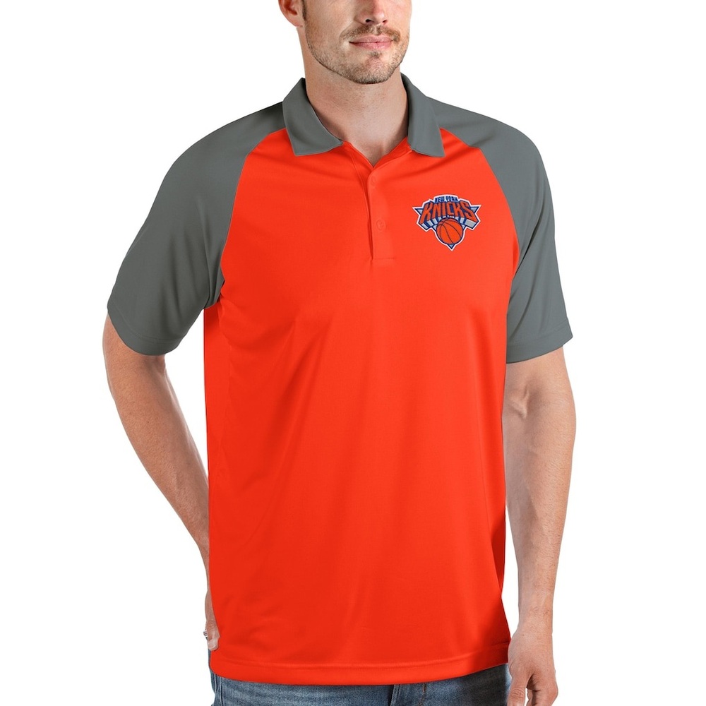 New York Knicks Antigua Orange Nova Raglan Polo